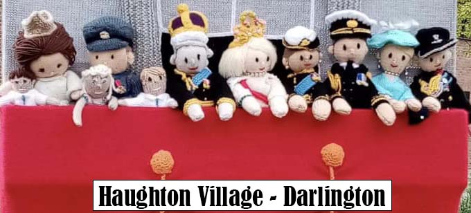 King Charles III & Camilla Queen Consort & Family Coronation Display Haughton village in Darlington Knitting Pattern by Elaine https://ecdesigns.co.uk