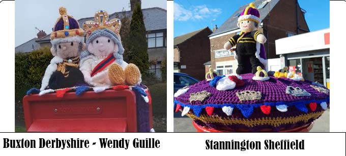 King Charles II& Camilla Queen Consort Postbox Toppers - Knitting Pattern by Elaine https://ecdesigns.co.uk