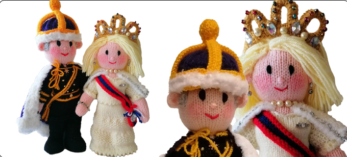 King Charles III & Camilla Queen Consort Knitting Pattern by elaine https://ecdesigns.co.uk