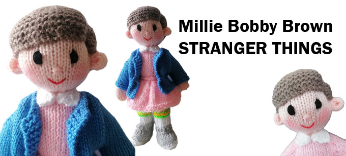 Millie Bobby Brown from Netflix Stranger Things Knitting Pattern by elaine https://ecdesigns.co.uk 