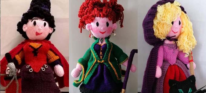 The Sanderson Sisters - Mary, Sarah & Winnifred  Knitting Pattern by elaine https://ecdesigns.co.uk