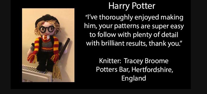 Harry Potter Knitter tracey Broome Knitting Pattern by elaine ecdesigns