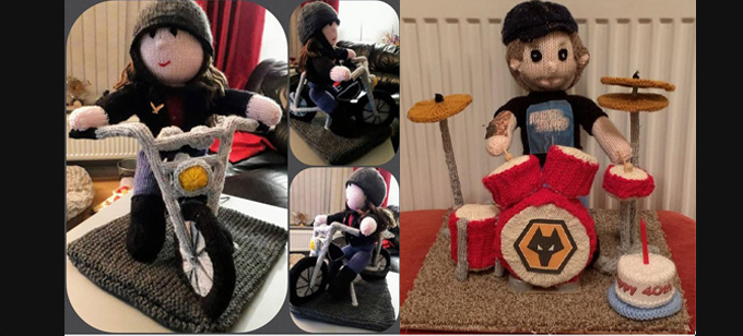 Drummer & Motorcycle Knitting Pattern by elaine ecdesigns