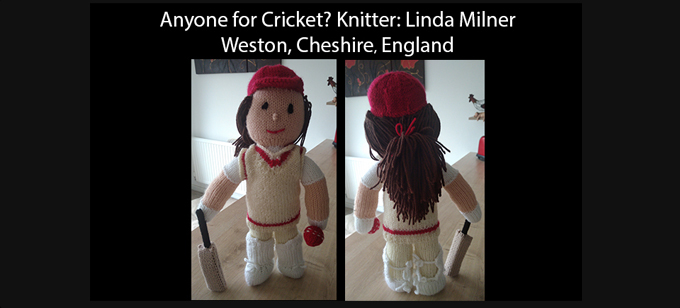 Cricketer Knitter Linda Milner Knitting Pattern by elaine ecdesigns