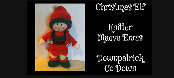 Christmas Elf Knitter Maeve Ennis  Knitting Pattern by elaine ecdesigns