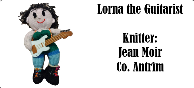 Lorna the guitarist Knitter Jean Moir Pattern by Elaine https://ecdesigns.co.uk