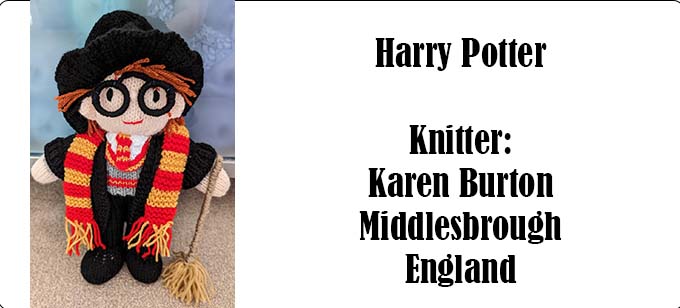 Harry Potter knitter Karen Burton England - Knitting Pattern by Elaine https://ecdesigns.co.uk