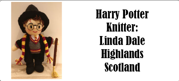 Harry Potter - Knitter Linda Dale knitting pattern by Elaine https://ecdesigns.co.uk