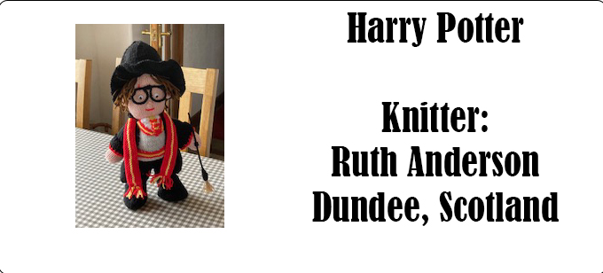 Harry Potter Knitter Ruth Anderson, Dundee Scotland, Pattern Design by Elaine https://ecdesigns.co.uk