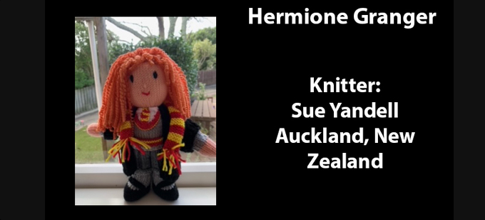 Hermione Granger Knitter Sue Yandell Knitting Pattern by elaine ecdesigns