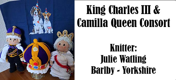 King Charles III & Camilla Queen Consort Knitter Julie Watling Yorkshire  - Knitting Pattern by Elaine https://ecdesigns.co.uk