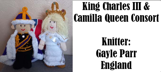 King Charles III & Queen Camilla Knitter Gayle Parr - Knitting Pattern by Elaine https://ecdesigns.co.uk