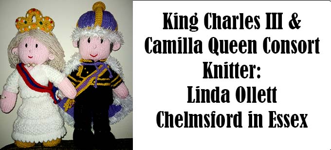 King Charles III & Camilla Queen Consort by Linda Ollett Knitting Pattern by Elaine https://ecdesigns.co.uk