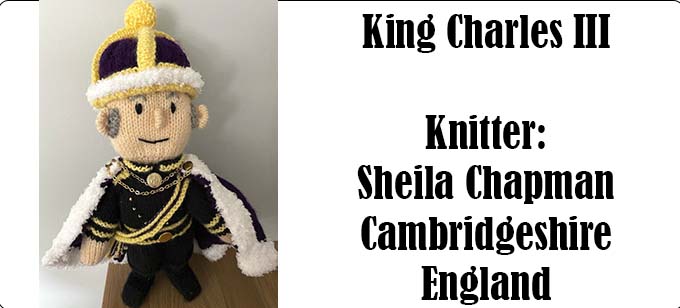 King Charles III knitters Sheila Chapman - Knitting Pattern by Elaine https://ecdesigns.co.uk