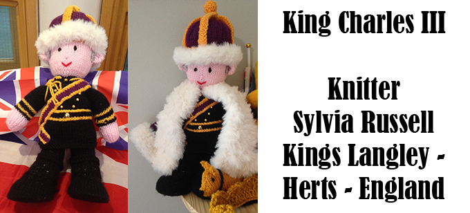 King Charles III Knitter Sylvia Russell Knitting Pattern by Elaine https://ecdesigns.co.uk