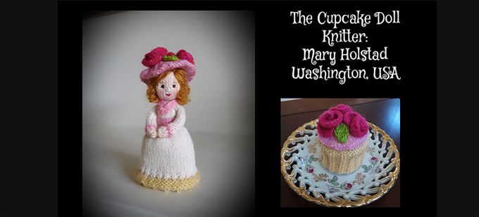 Cupcake Doll Knitter Mary Holstad Knitting Pattern by elaine ecdesigns 