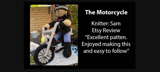 Rocker & Motorcycle Knitter Sam Knitting Pattern by elaine ecdesigns