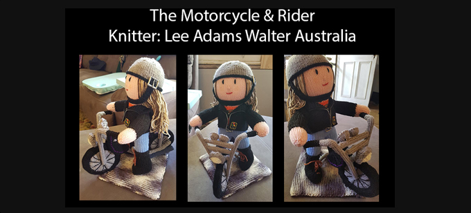 Motorcycle Knitter Lee Walters  Knitting Pattern by elaine ecdesigns 