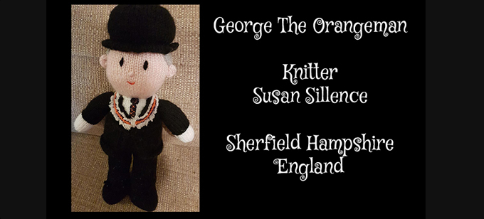 George The Orangeman Knitter Susan Sillence Knitting Pattern by elaine ecdesigns