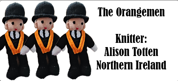 The Orangeman Knitting Pattern by Elaine Munn, Knitter Alison Totten