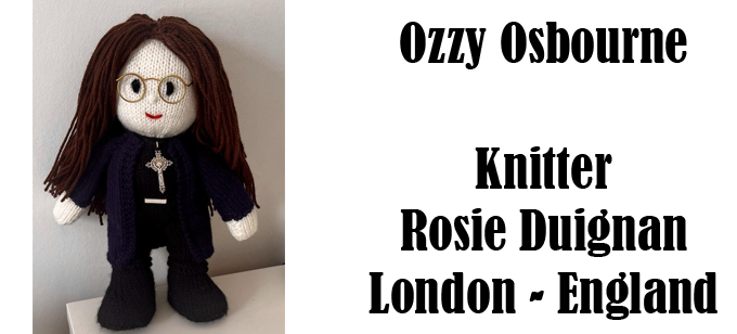 Ozzy Osbourne knitter Rosie Dignan London - Knitting Pattern by Elaine https://ecdesigns.co.uk