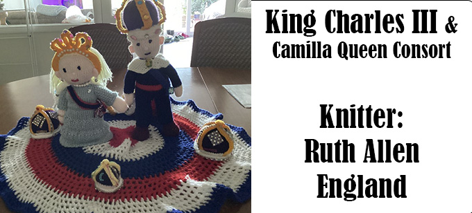 Knitter Ruth Allen England - King Charles III & Camilla Queen Consort Knitting Pattern by Elaine https://ecdesigns.co.uk