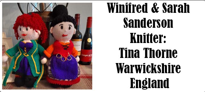 Winifred & Mary Sanderson Knitter: Tina Thorne Warwickshire - The Sanderson Sisters Knitting Pattern by Elaine https://ecdesigns.co.uk