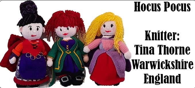 The Sanderson Sisters Hocus Pocus Knitter Tina Thorne Warwickshire - The Sanderson Sisters Knitting Pattern by Elaine https://ecdesigns.co.uk