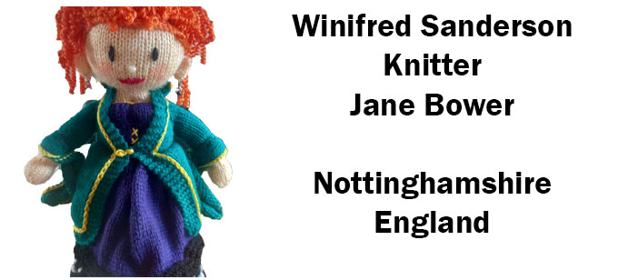 Winifred Sanderson Hocus Pocus, knitter Jane Bowers Knitting Pattern by Elaine ecdesigns