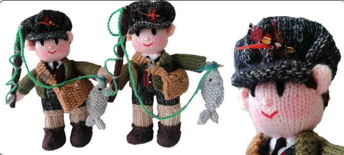 The Fly Fishing Dolls  Knitting Pattern by elaine https://ecdesigns.co.uk