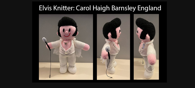 Elvis knitter Carol Haigh Knitting Pattern by Elaine ecdesigns
