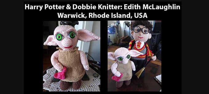 Harry Potter & Dobbie knitter Edith McLaughlin Knitting Pattern by Elaine ecdesigns
