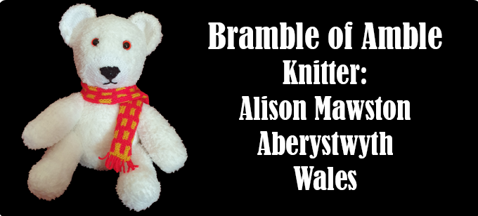 Bramble of Amble Knitter Alison Mawston Wales, Pattern Design by Elaine ecdesigns