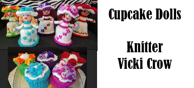Cupcake Dolls Knitter Vicki Crow - Cupcake Dolls Knitting Pattern by Elaine https://ecdesigns.co.uk
