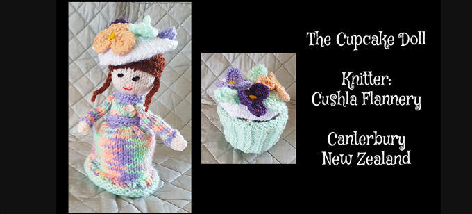 Cupcake Doll Knitter Cushla Flannery Knitting Pattern by elaine ecdesigns