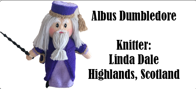 Dumbledore Knitter Linda Dale - Albus Dumbledore Pattern by Elaine https://ecdesigns.co.uk