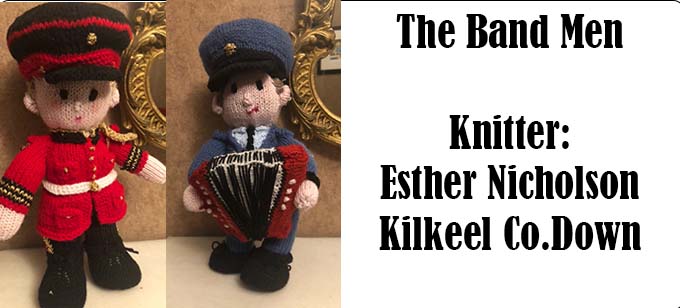 The bandmen Knitter Esther Nicholson, Pattern Design by Elaine https://ecdesigns.co.uk