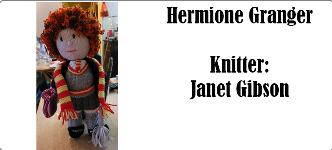 HERMIONE GRANGER Knitter Janet Gibson, Pattern Design by Elaine https://ecdesigns.co.uk