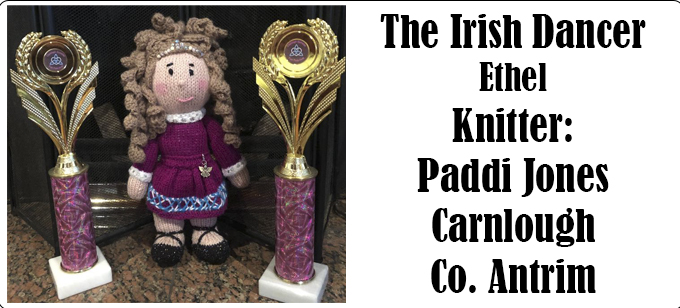 Ethel The Irish Dancer Knitter Paddi Jones Carnlough Co. Antrim - The Irish Dancer Knitting Pattern by Elaine https://ecdesigns.co.uk