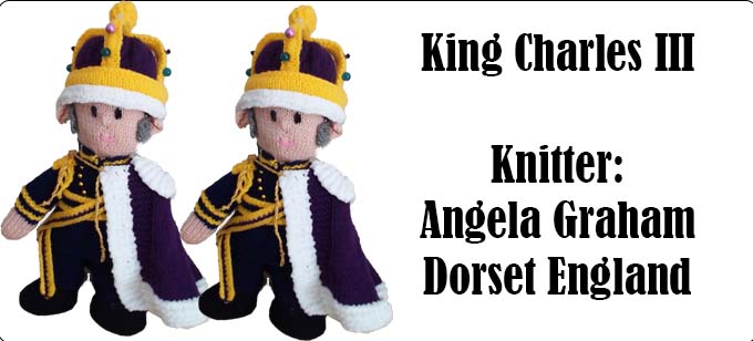 King Charles III Knitter Angela Graham Dorset England  - Knitting Pattern by Elaine https://ecdesigns.co.uk