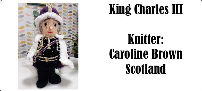 King Charles III Knitter Caroline Brown Scotland Knitting Pattern by Elaine https://ecdesigns.co.uk