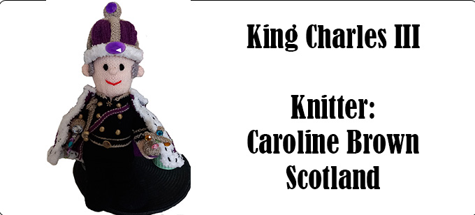 King Charles III Knitter Caroline Brown Knitting Pattern by Elaine https://ecdesigns.co.uk