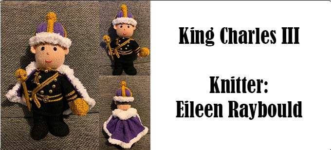 King Charles III Knitter Eileen Raybould - Knitting Pattern by Elaine https://ecdesigns.co.uk