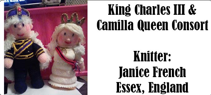 King Charles & Camilla Queen Consort, Knitter Janice French - Essex and knitting pattern by Elaine https://ecdesigns.co.uk