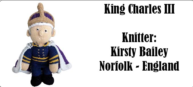 King Charles III  Knitter Kirsty Bailey Norfolk England Knitting Pattern by Elaine https://ecdesigns.co.uk