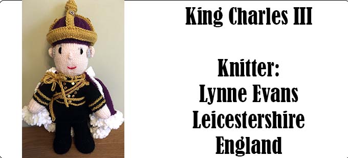 King Charles III Knitter Lynne Evans Knitting Pattern by Elaine https://ecdesigns.co.uk