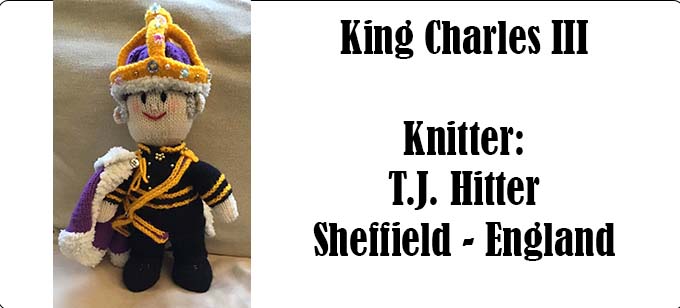 Knitter T.J.Hitter  Sheffield England - King Charles III Knitting Pattern by Elaine https://ecdesigns.co.uk