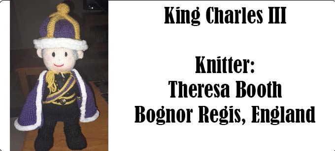  King Charles III, knitter Theresa Booth Knitting Pattern by Elaine ecdesigns