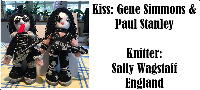 Kiss Gene Simmons and Paul Stanley Knitter Sally Wagstaff - Knitting Pattern by Elaine https://ecdesigns.co.uk