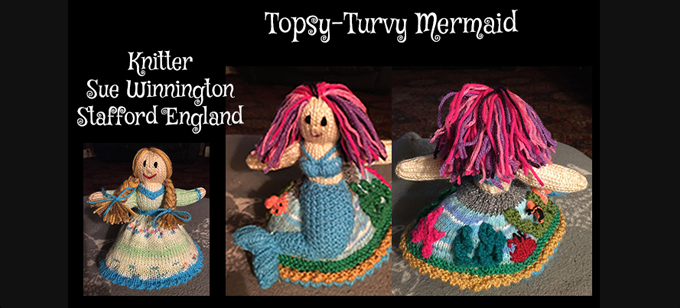 Mermaid Topsy Turvy Knitter Sue Winnington Knitting Pattern by elaine ecdesigns